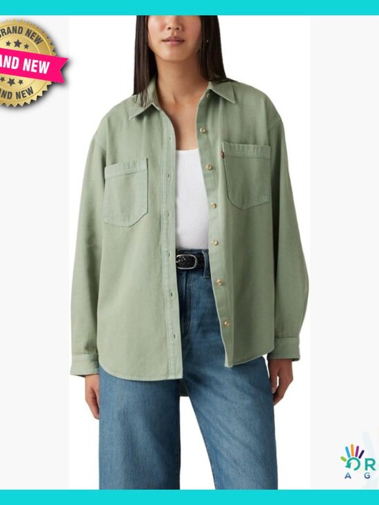 Tops - Oversized Button Down Shirt Relaxed Fit Classic Chic Casual Two Pocket